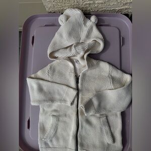 Cozy White Knit Hoodie with Bear Ears